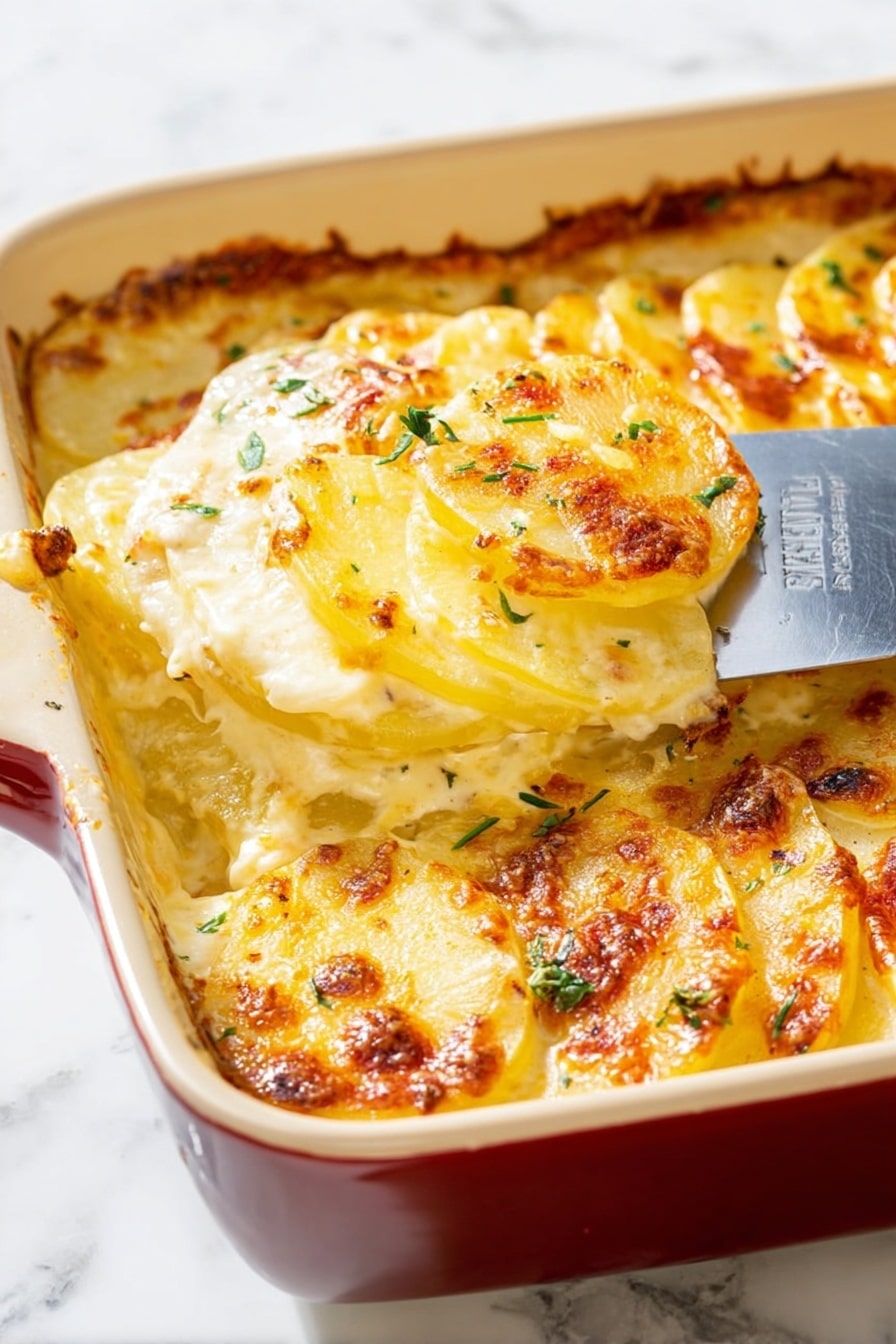 Easy Cheesy Scalloped Potatoes Recipe - Serving