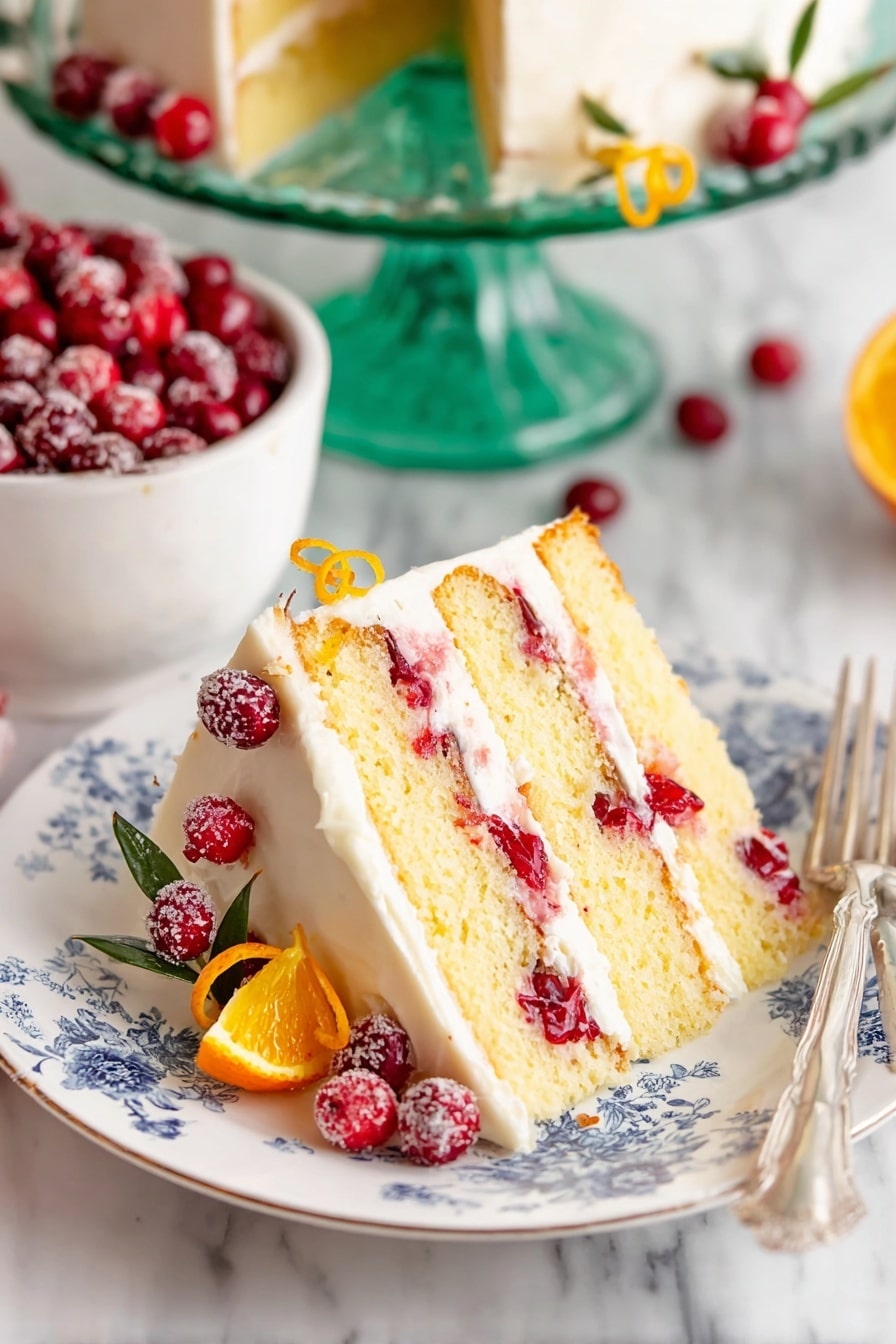 Cranberry Orange Cake with Cream Cheese Buttercream Recipe - Serving