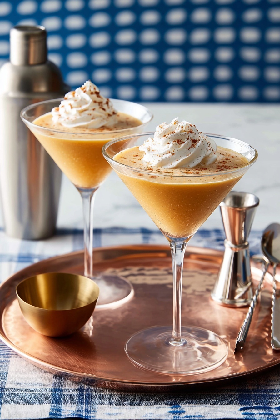 Pumpkin Pie Martini with Frozen Whipped Cream Recipe - Serving