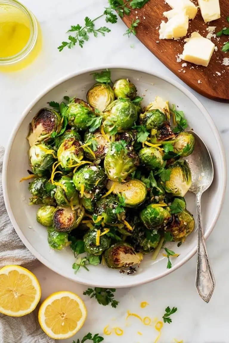 Lemon Parmesan Roasted Brussels Sprouts Recipe