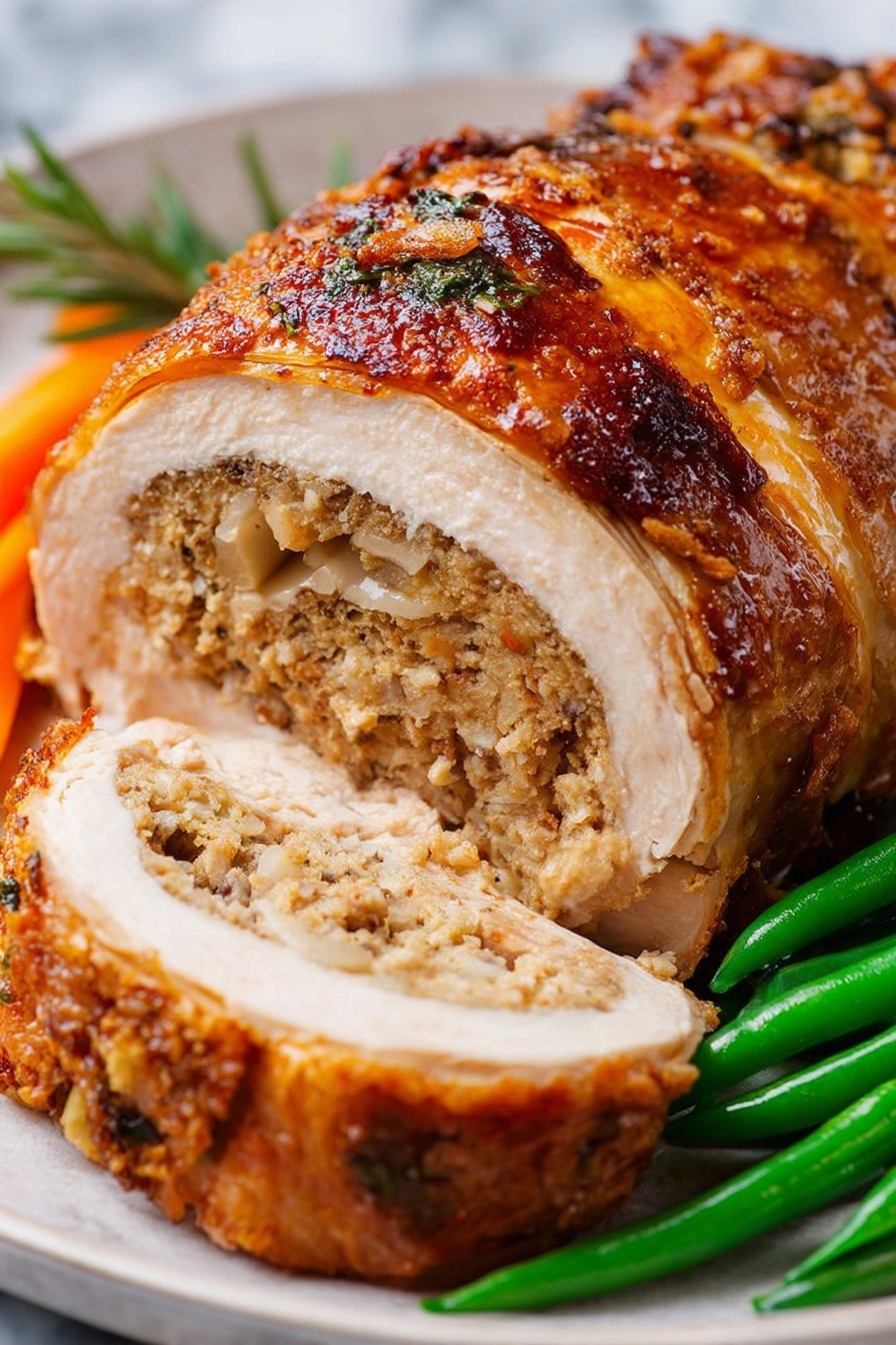 Vegan Turkey Roast with Seitan and Stuffing Recipe - Serving