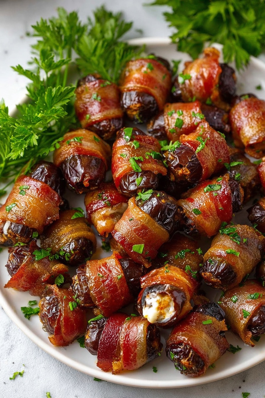 Bacon-Wrapped Date Appetizers with Goat Cheese and Maple Glaze Recipe - Serving