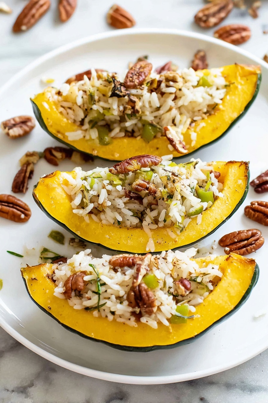 Stuffed Acorn Squash with Sage, Pecans, and Herb Rice Recipe - Serving