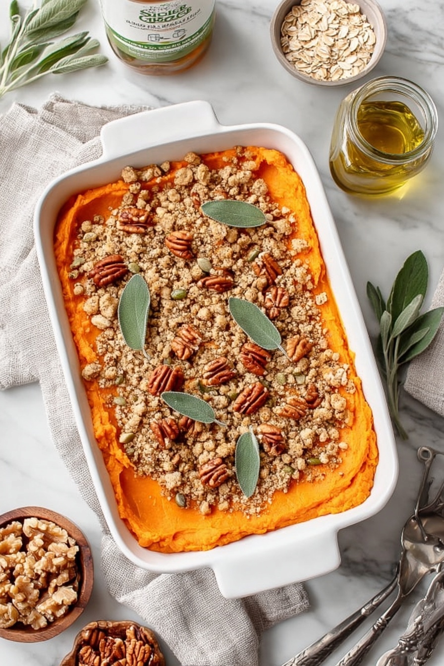Sweet Potato Casserole with Nutty Crumble Recipe - Serving