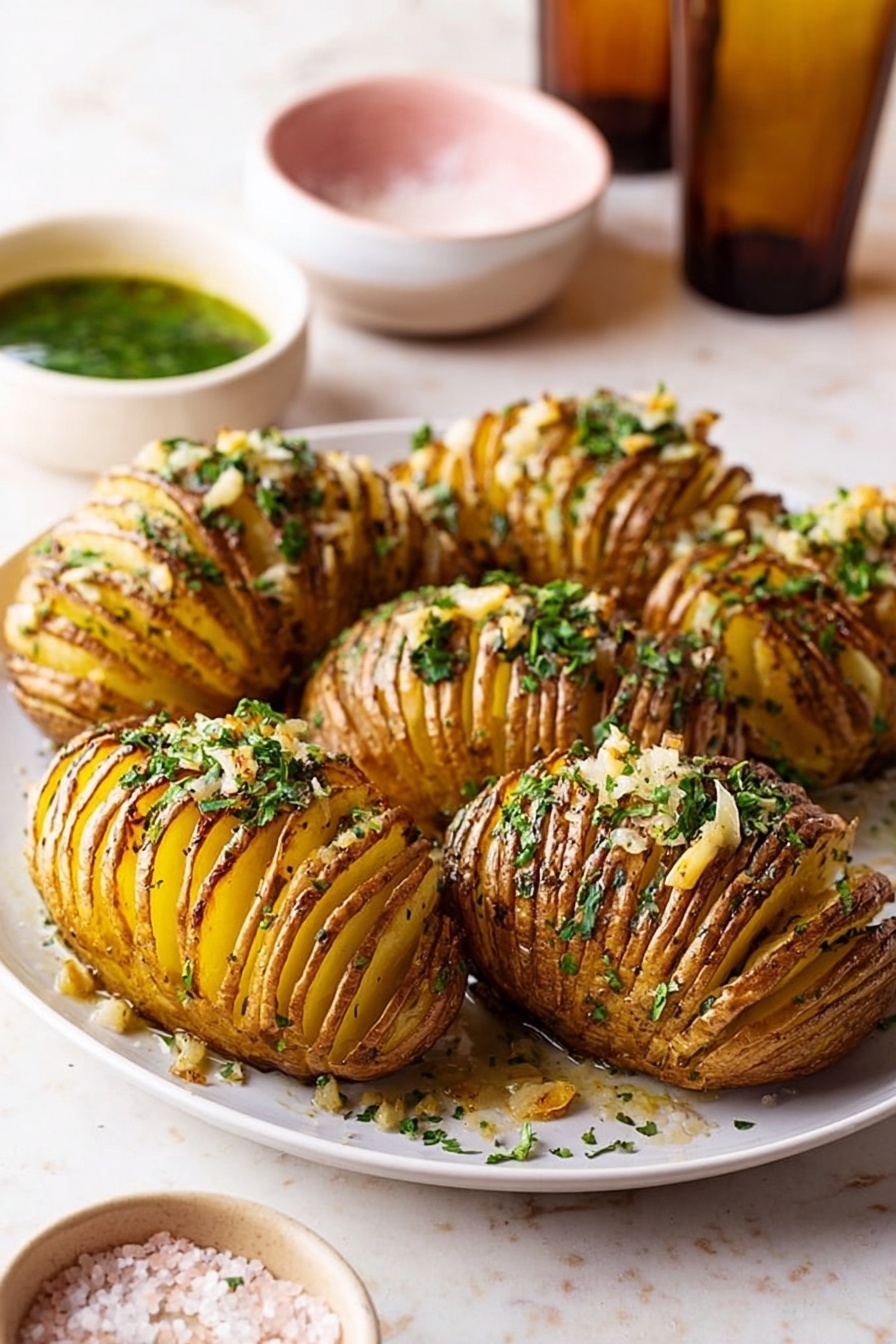 Cheesy Hasselback Potatoes Recipe - Serving