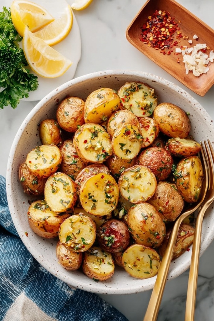 Oven Roasted Potatoes with Lemon Dressing Recipe - Serving