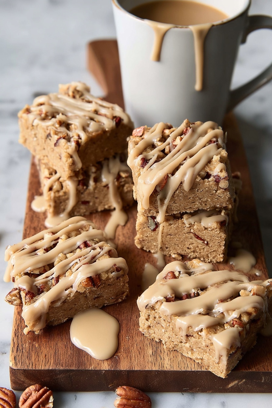Maple Pecan Blondies with Caramel Glaze Recipe - Serving