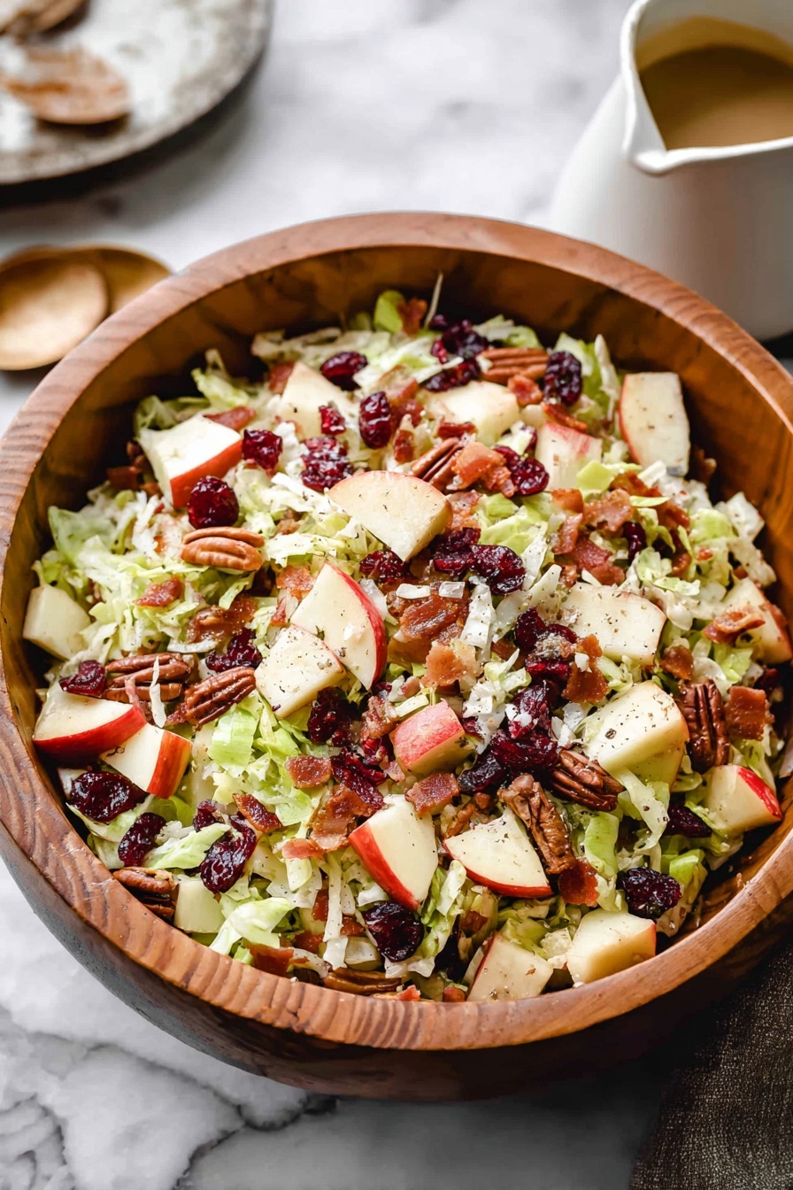 Brussels Sprout Salad with Cranberries, Pecans, Apples, Bacon, and Maple Balsamic Vinaigrette Recipe - Serving