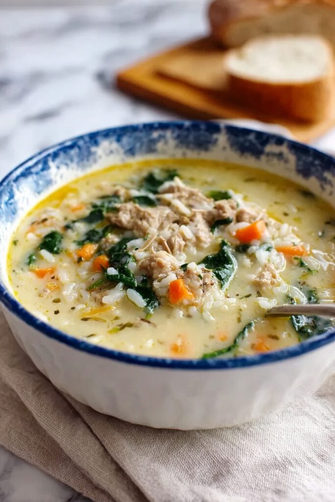 Lemon Chicken Soup with Rice and Kale Recipe