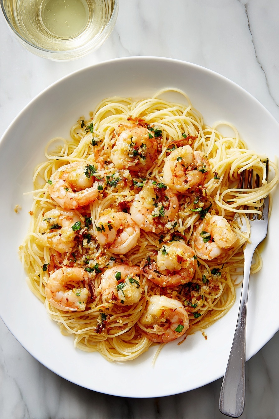 Garlic Shrimp Scampi with Lemon and Breadcrumbs Recipe - Serving