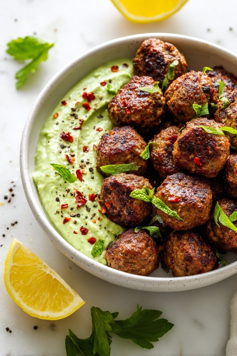 Spicy Lamb Meatballs with Green Herb Dip Recipe