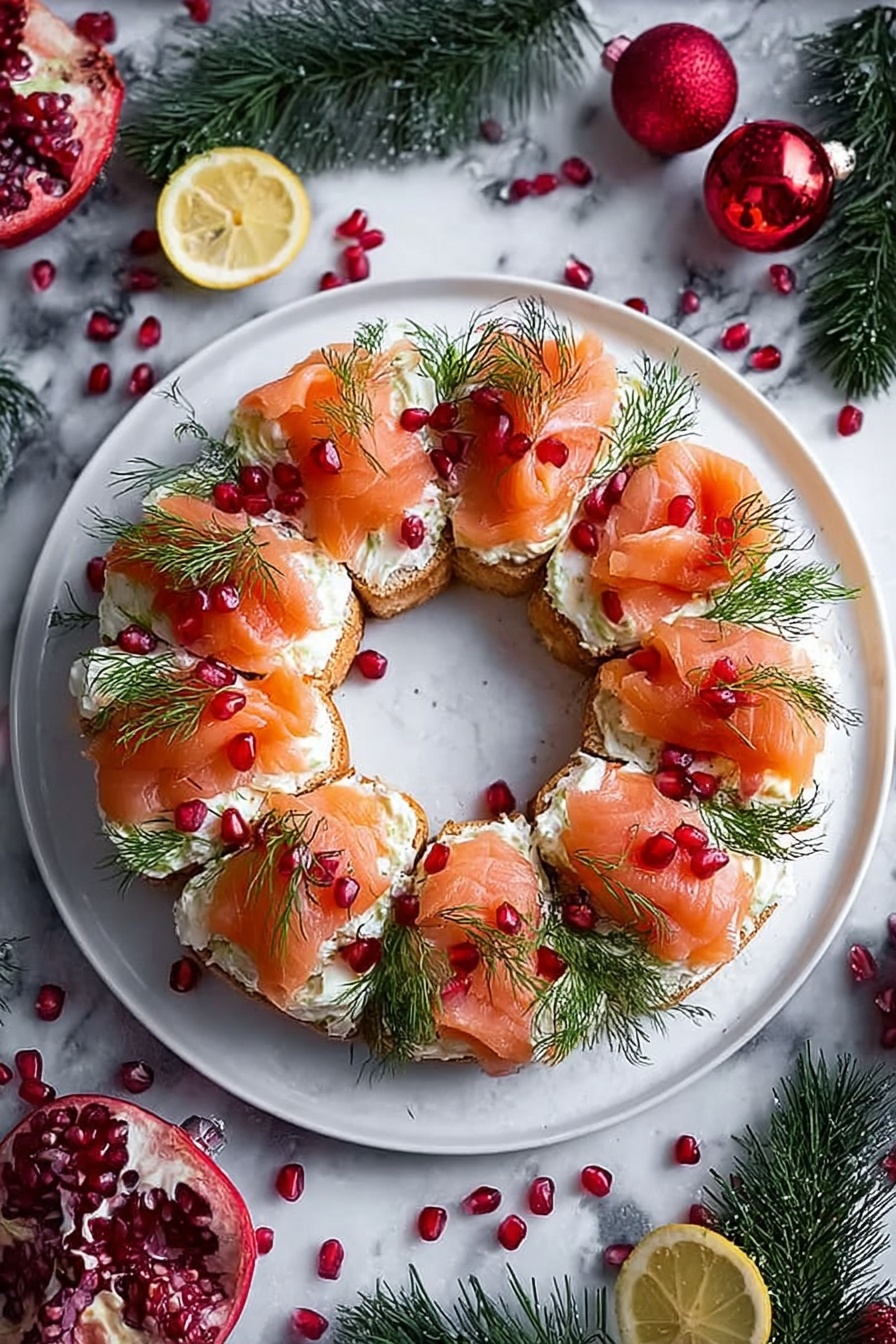 Smoked Salmon Bruschetta Wreath Recipe - Serving