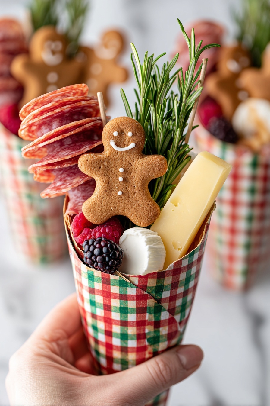 Festive Charcuterie Cups with Salami and Brie Recipe - Serving