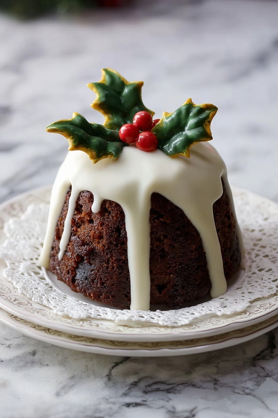 British Christmas Pudding with Brandy Recipe - Serving