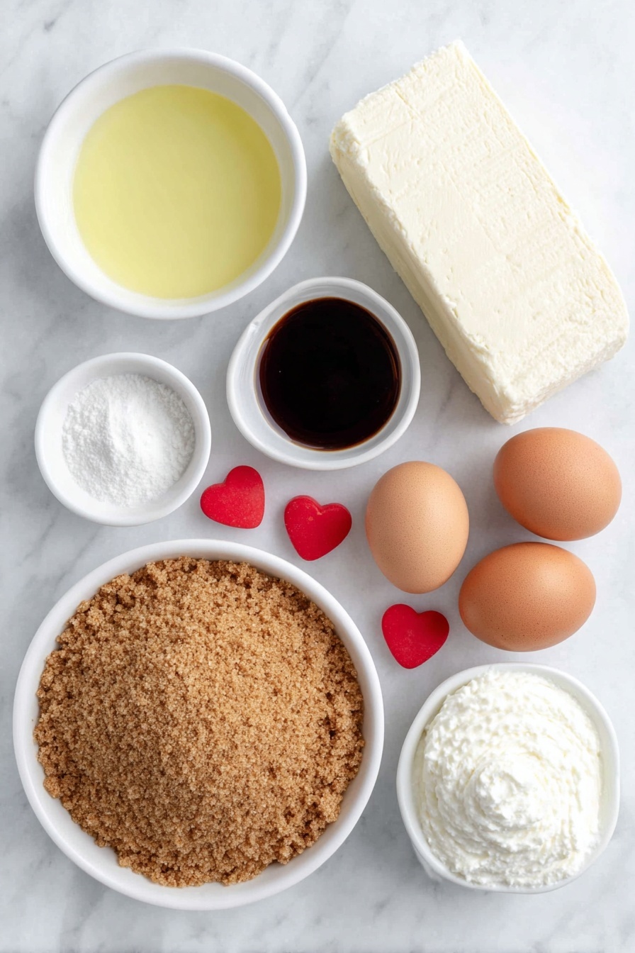 Flat lay of small white ceramic bowl of pale golden graham cracker crumbs, small white ceramic bowl with melted butter glistening, block of creamy white cream cheese with smooth edges, small white ceramic bowl of fine white granulated sugar, small white ceramic bowl of thick white sour cream, small white ceramic bowl with clear vanilla extract, small white ceramic bowl containing vibrant green liquid food coloring, whole brown eggs with clean shells, dollop of fresh white whipped cream in a small white ceramic bowl, few bright red heart-shaped candies placed neatly nearby, all arranged symmetrically in balanced proportions, placed on a clean white marble surface, soft natural light, photo taken with an iPhone, professional food photography style, fresh ingredients, white ceramic bowls, no bottles, no duplicates, no utensils, no packaging --ar 2:3 --v 7 --p m7354615311229779997 - Grinch Green Mini Cheesecakes, festive holiday cheesecakes, Christmas dessert ideas, cute mini cheesecake recipe, green holiday treats
