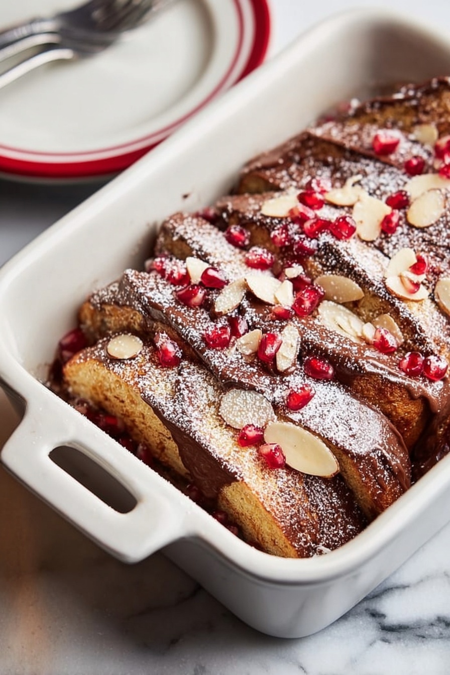 French Toast Bake with Almonds and Fruit Recipe - Serving