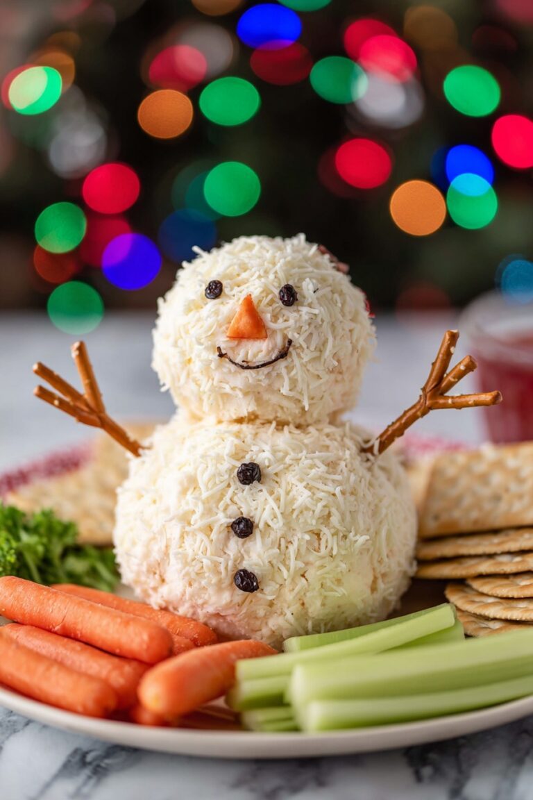 Snowman Cheeseball with Gouda and Cream Cheese Recipe