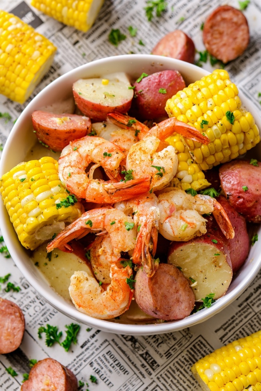 Ultimate Low Country Shrimp Boil Recipe - Serving