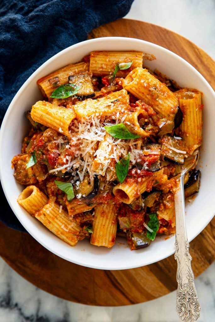 Roasted Eggplant Pasta with Marinara Recipe