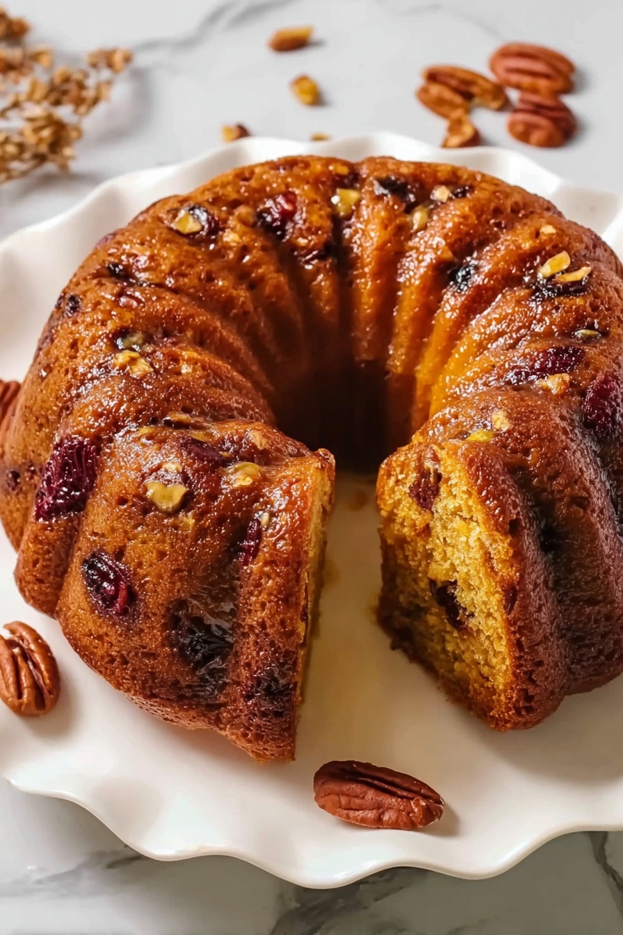 Healthy Fruit Nut Bundt Cake Recipe - Serving