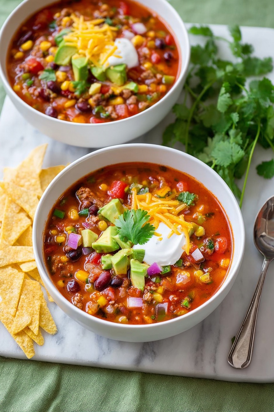 Hearty Taco Soup Recipe - Serving