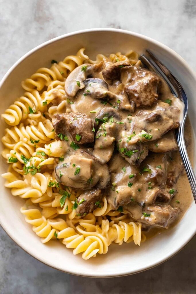 Quick Beef Stroganoff with Mushrooms Recipe