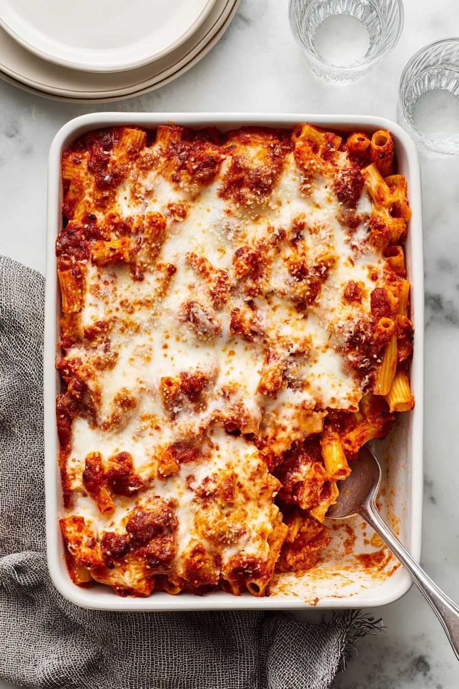 Baked Ziti with Sausage and Cream Recipe - Serving