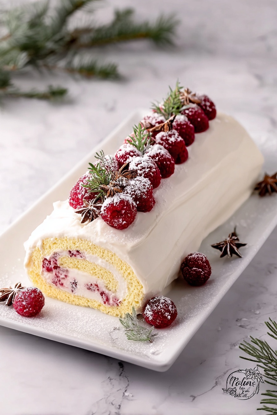 Christmas Raspberry Cake Roll Recipe - Serving