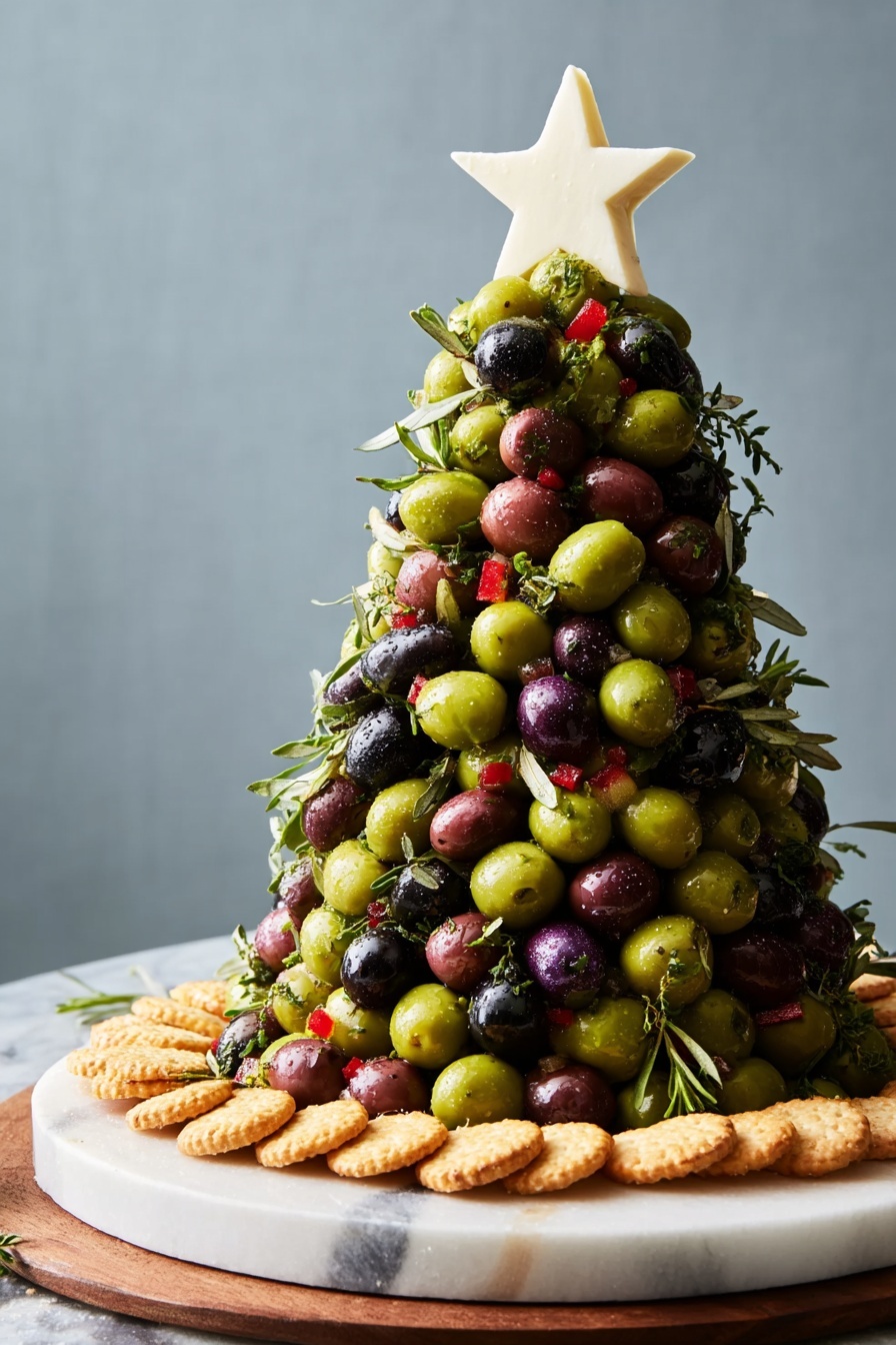 Christmas Antipasto Cheese Ball Tree Recipe - Serving