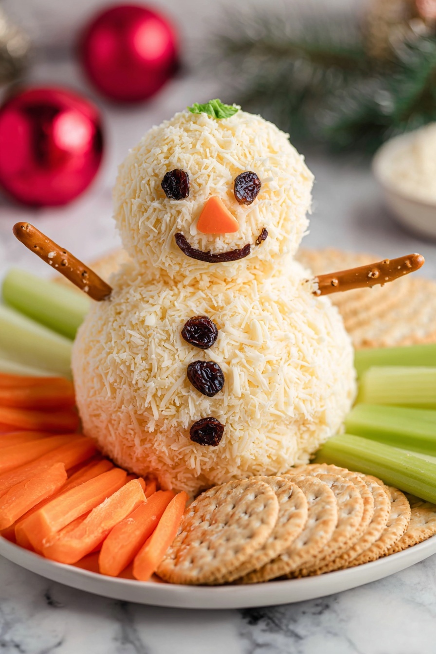 Snowman Cheeseball with Gouda and Cream Cheese Recipe - Serving