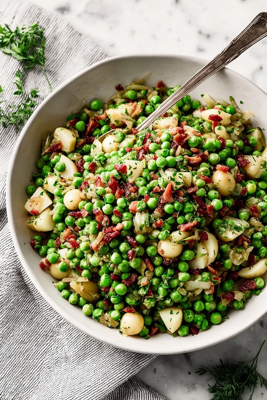 Sweet Pea and Pear Pancetta Side Dish Recipe - Serving