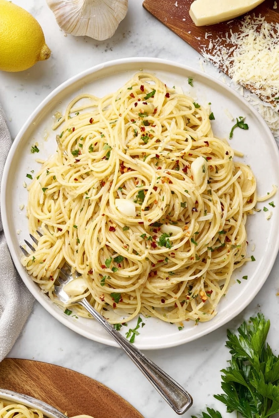 Garlic Oil Spaghetti Recipe - Serving