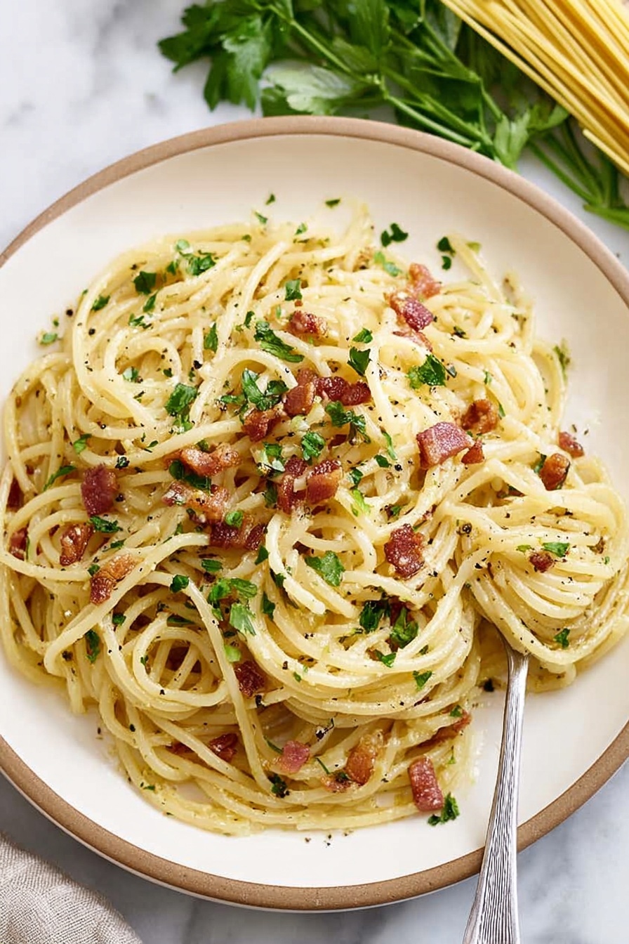 Easy Spaghetti Carbonara with Bacon Recipe - Serving