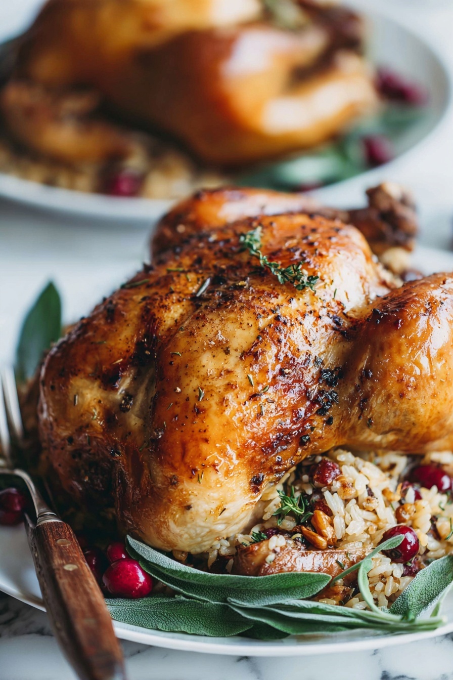 Cornish Hen with Apple Cranberry Stuffing Recipe - Serving