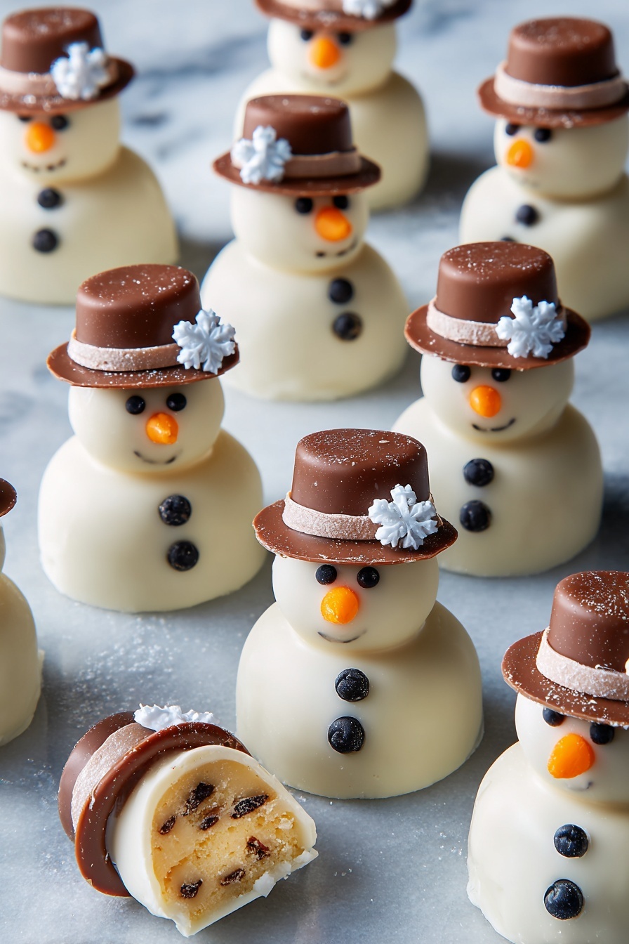 Melted Snowman Cookie Dough Bites Recipe - Serving