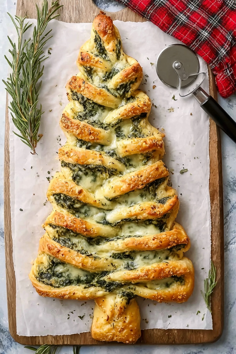 Spinach Cheese Christmas Tree Appetizer Recipe - Serving