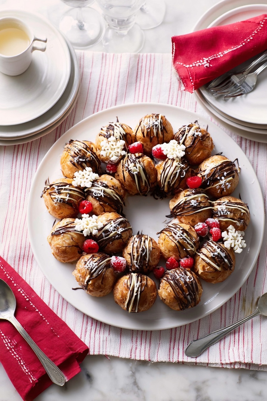 Christmas Choux Wreath with Creme Patisserie Recipe - Serving
