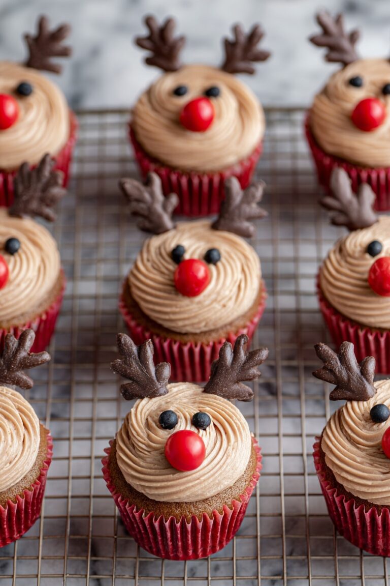 Reindeer Cupcakes with Chocolate Antlers Recipe
