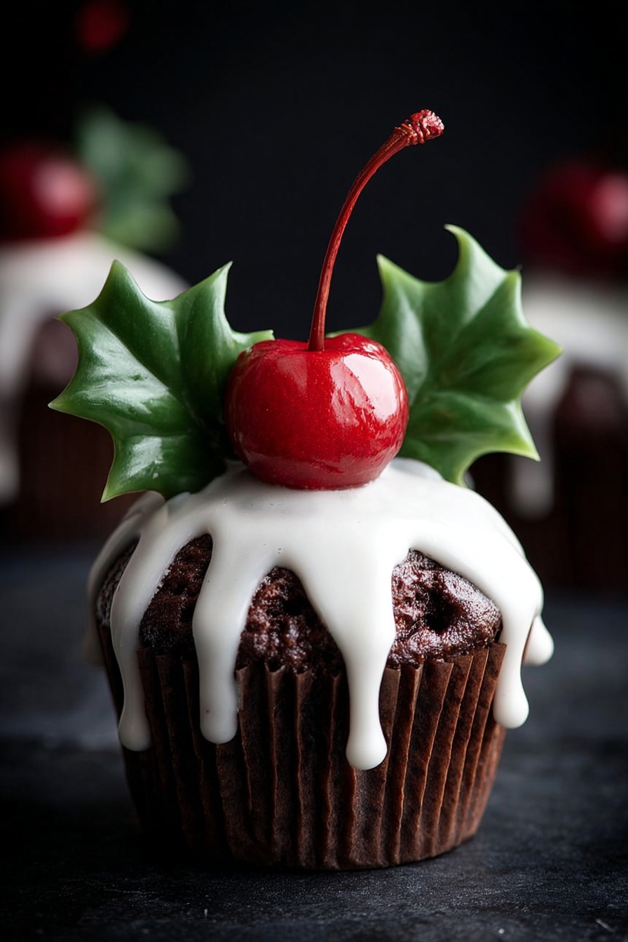 Festive Christmas Pudding Cupcakes Recipe - Serving