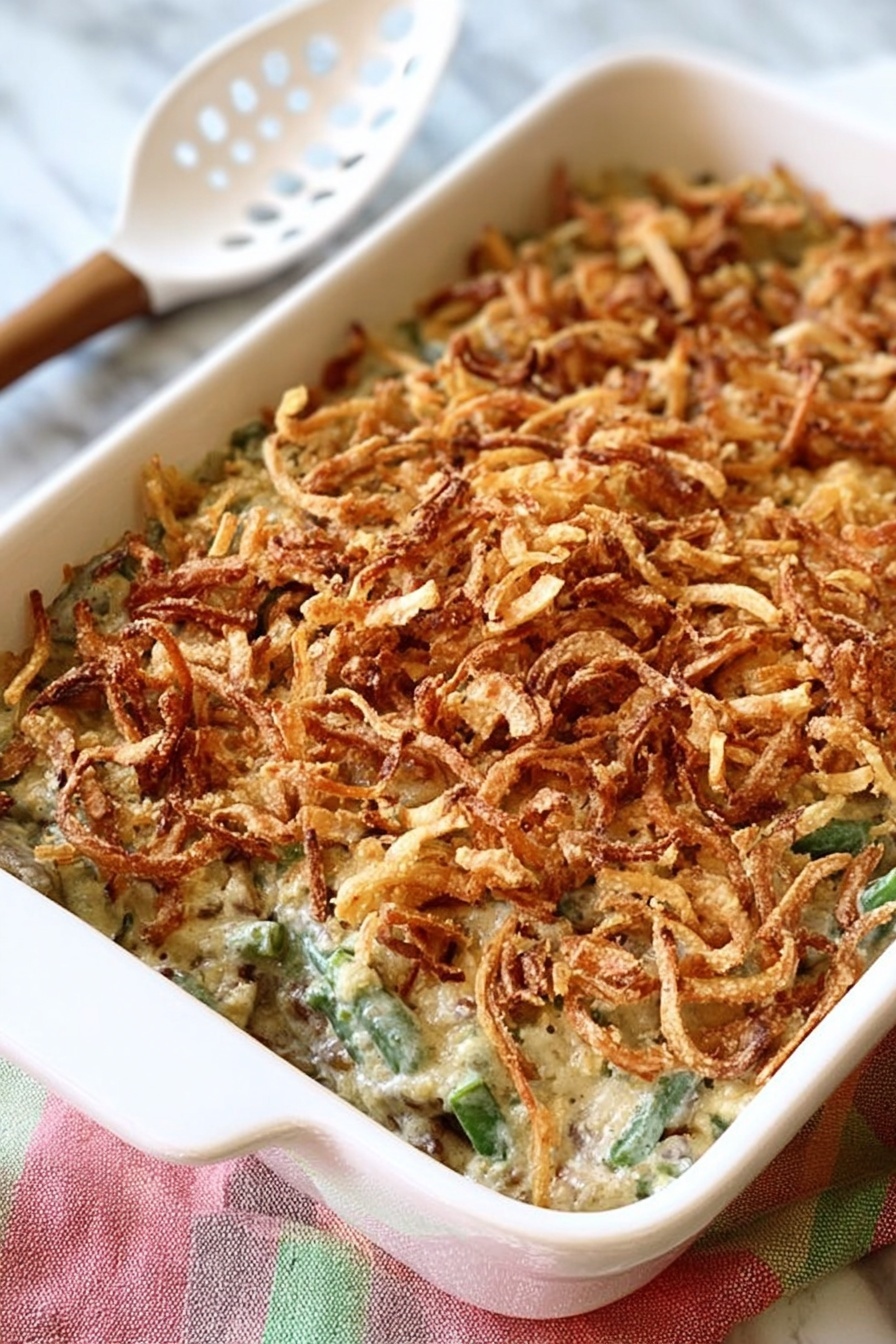 Green Bean Casserole with Bacon and Mushrooms Recipe - Serving