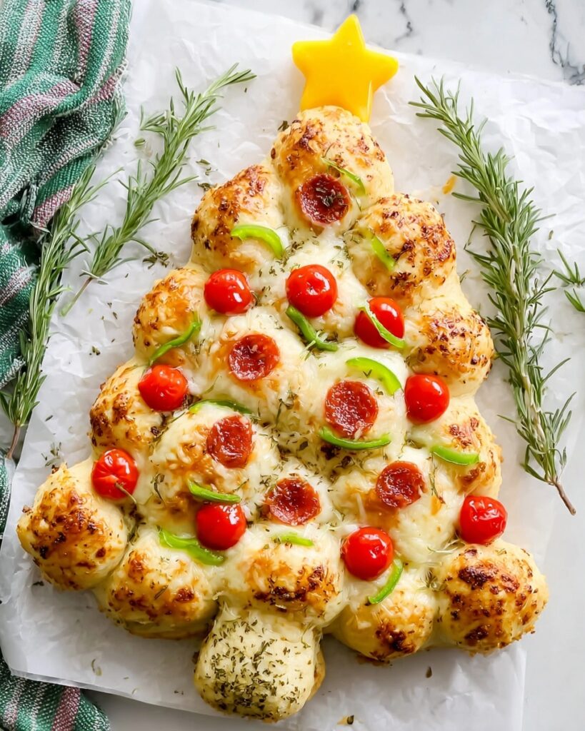 Christmas Tree Pizza with Pesto and Cheese Recipe
