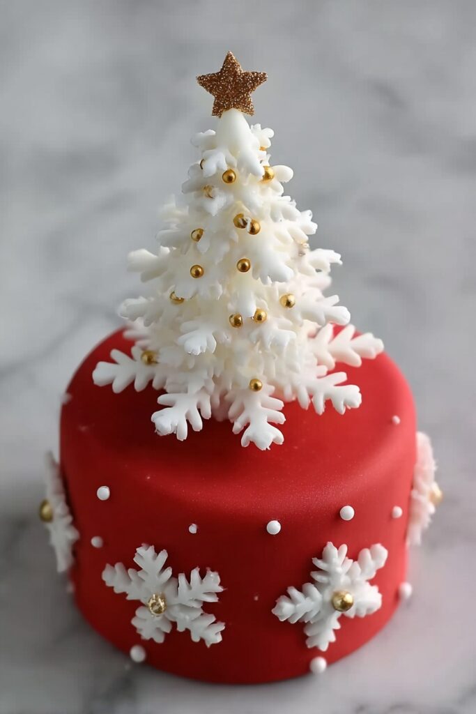 Kerst Sneeuwvlokken Fondant Taartje Recipe