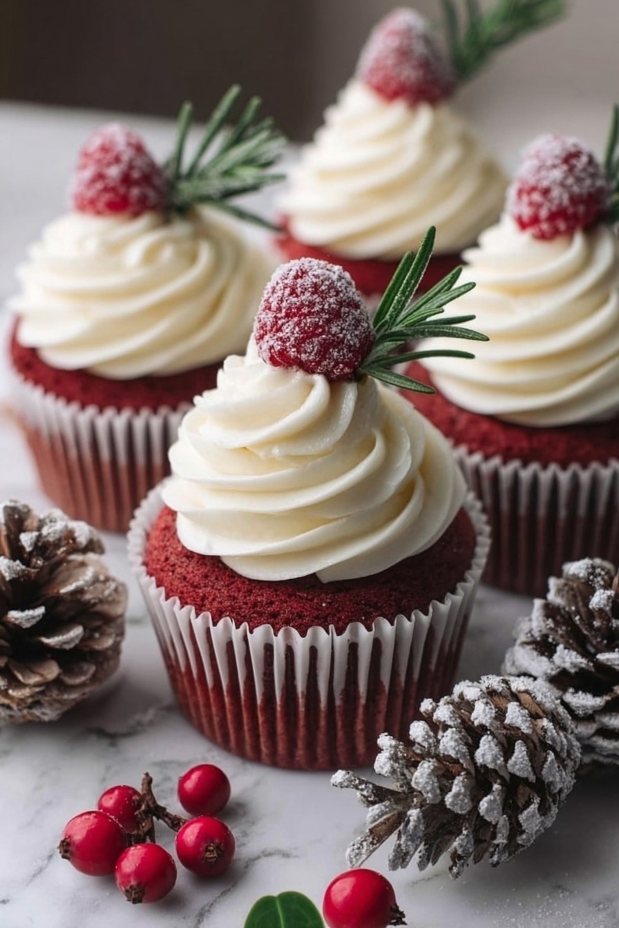 Red Velvet Cupcakes with Vanilla Frosting Recipe - Serving