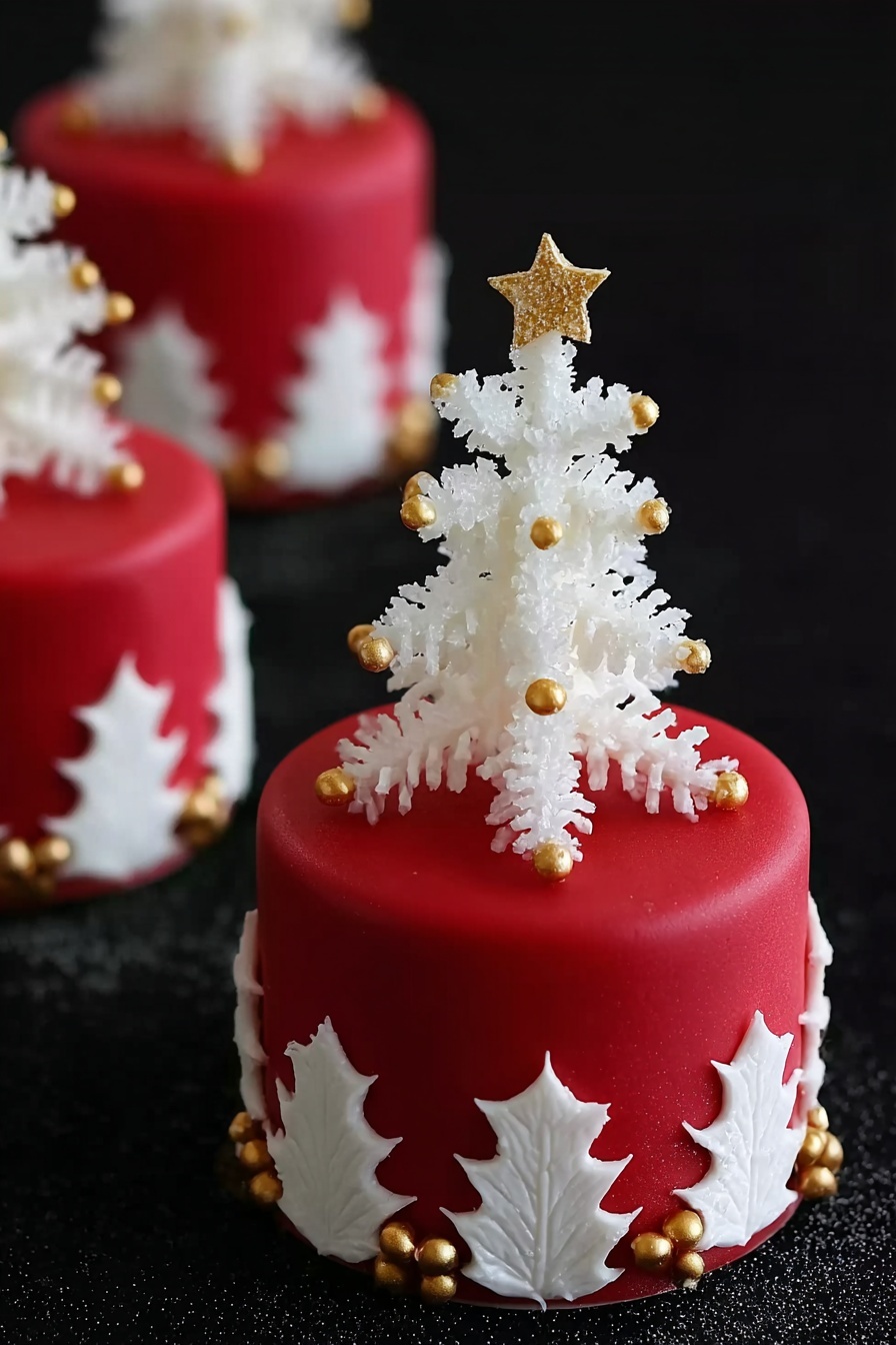 Kerst Sneeuwvlokken Fondant Taartje Recipe - Serving