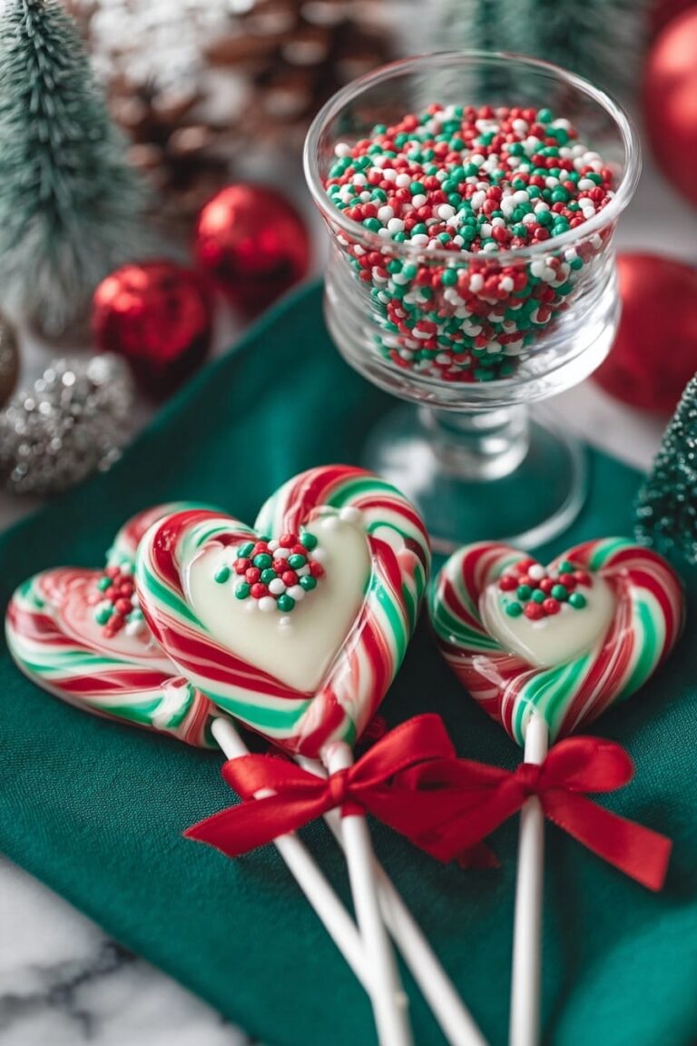 Festive Candy Cane Heart Lollipops Recipe