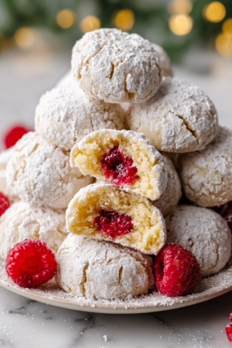 Raspberry Almond Snowball Cookies Recipe