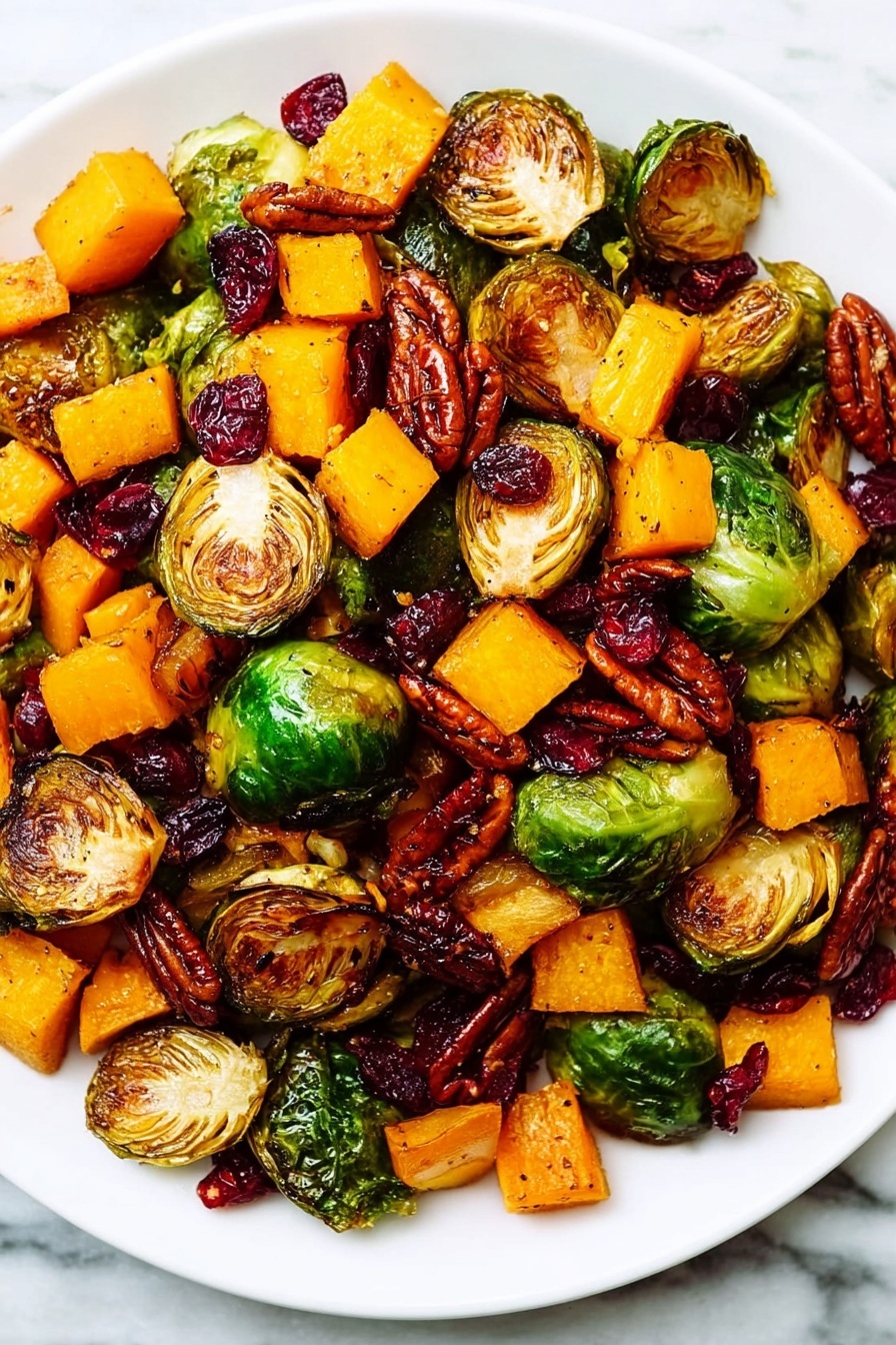 Roasted Brussels Sprouts and Butternut Squash Easy Salad Recipe - Serving