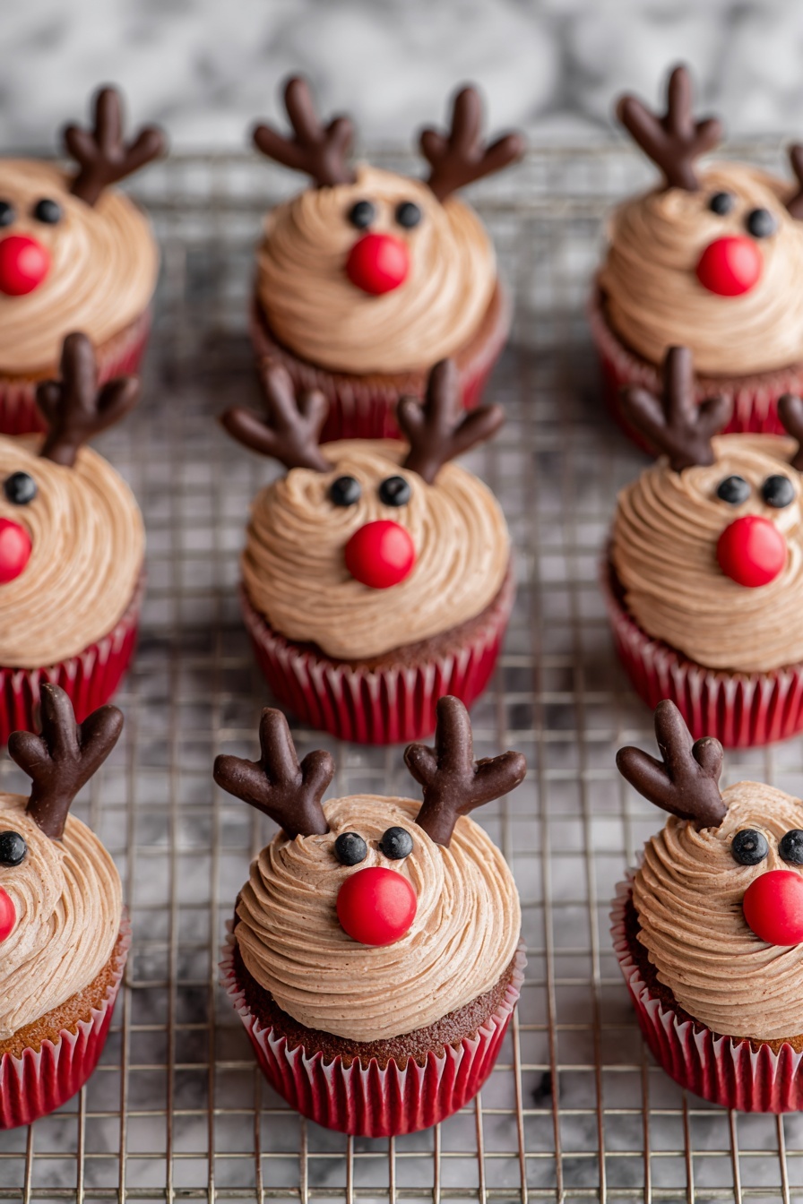 Reindeer Cupcakes with Chocolate Antlers Recipe - Serving