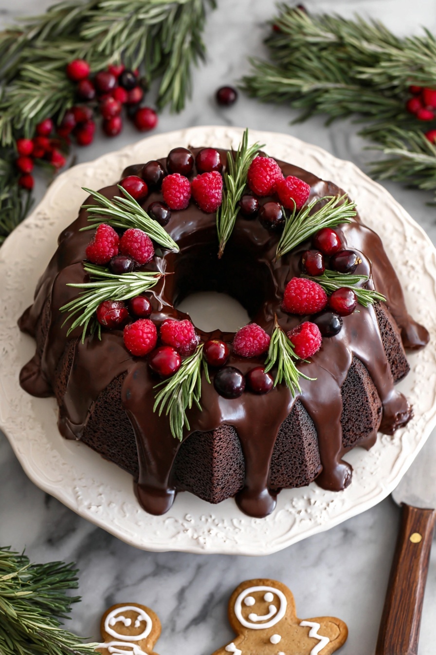 Gingerbread Chocolate Bundt Cake Recipe - Serving