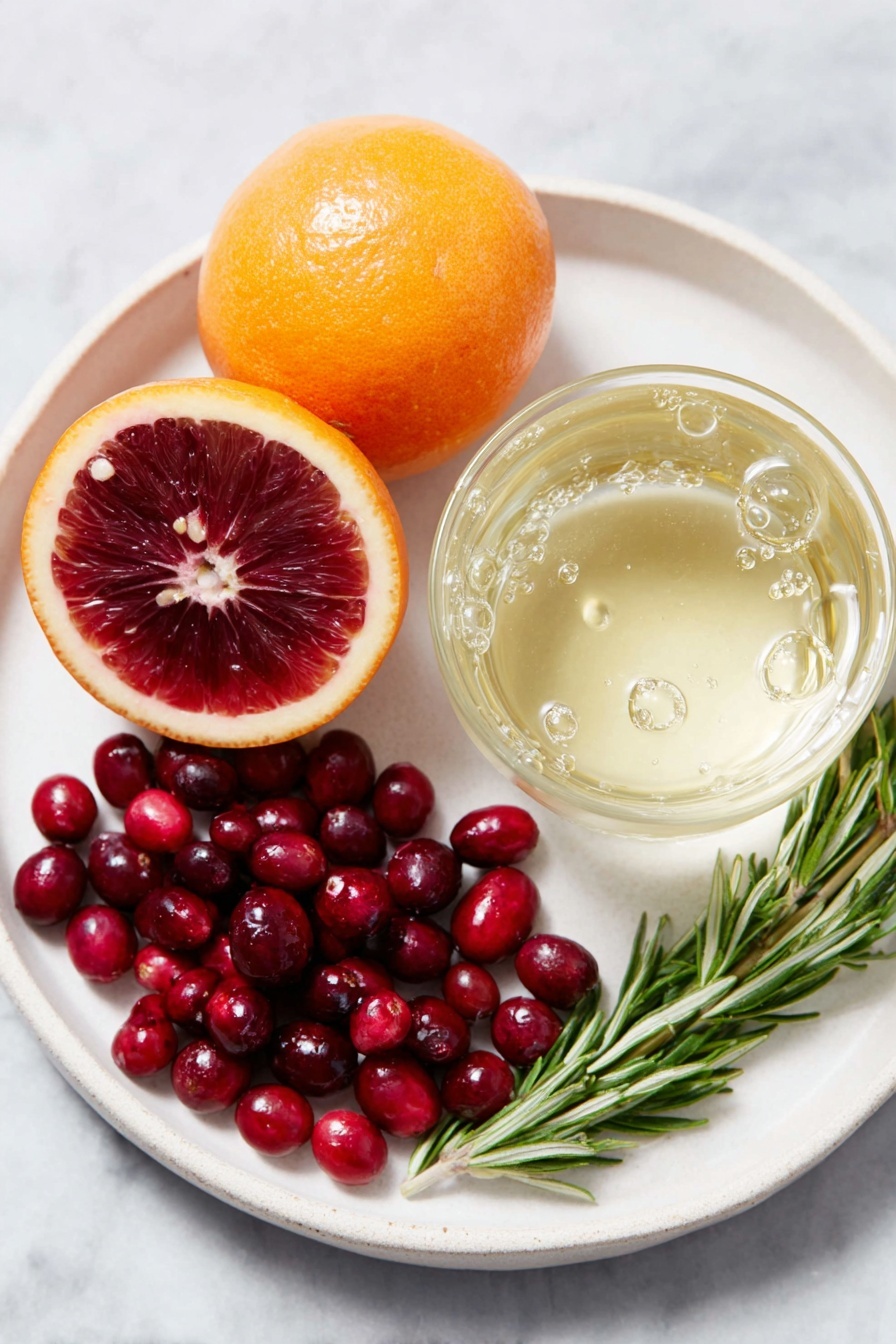 Flat lay of a small white ceramic bowl filled with bright red cranberry juice, a similar bowl with vibrant orange juice, another bowl containing clear sparkling water with bubbles, a neatly sliced fresh orange arranged in a simple white plate, thin slices of a crisp red and green apple on another white plate, a small white bowl with plump frozen cranberries glistening with frost, and a simple mound of clear ice cubes on a white ceramic dish, all evenly spaced in perfect symmetry, placed on a clean white marble surface, soft natural light, photo taken with an iPhone, professional food photography style, fresh ingredients, white ceramic bowls, no bottles, no duplicates, no utensils, no packaging --ar 2:3 --v 7 --p m7354615311229779997 - Virgin Cranberry Sangria, non-alcoholic festive drinks, healthy holiday mocktail, easy fruit sangria, family-friendly party beverages